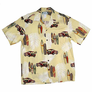 Old Hawaiian Retro Print with Surf Board and Classic Car - black