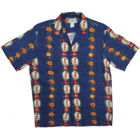Hula Girl Vintage Inspired Rayon Hawaiian Shirt | Navy - Muumuu Outlet