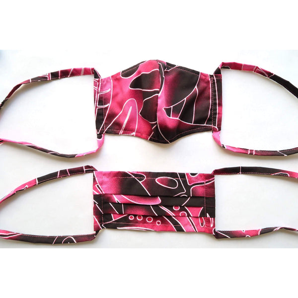 Tiare Flower Hawaiian Mask-Black&Pink M171 - Muumuu Outlet