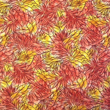 Dancing Leaf Orange Hawaiian Fabric - Muumuu Outlet