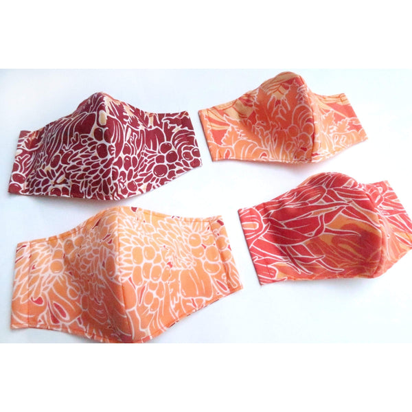 Lei Flower Print Hawaiian Fabric | Dark Red/Orange PC071O - Muumuu Outlet