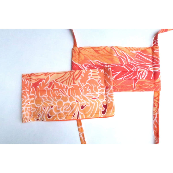 Lei Flower Print Hawaiian Fabric | Dark Red/Orange PC071O - Muumuu Outlet