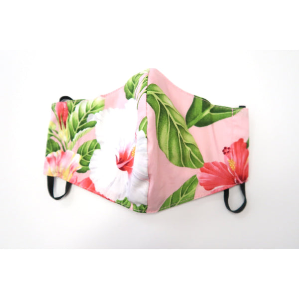 Tropical Flower Hawaiian Mask | 3 Layers- pink M165 - Muumuu Outlet