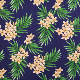 Plumeria All-over Non-Iron Fabric / Navy - Muumuu Outlet