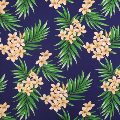 Plumeria All-over Non-Iron Fabric / Navy - Muumuu Outlet