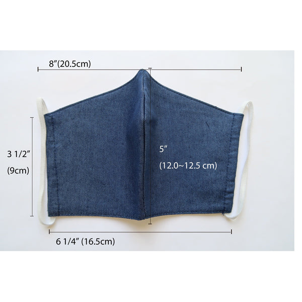 Pack (2pc) | Light Cotton Denim Fabric Facemasks | 3 layers M196 - Muumuu Outlet