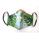 Pineapple or Plumeria Hawaiian Print Pastel Blue 3 Layer Mask | Light Blue - Muumuu Outlet