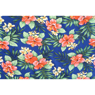 Hibiscus Rayon Hawaiian Fabric | Blue - Muumuu Outlet
