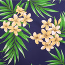 Plumeria All-over Non-Iron Fabric / Navy - Muumuu Outlet