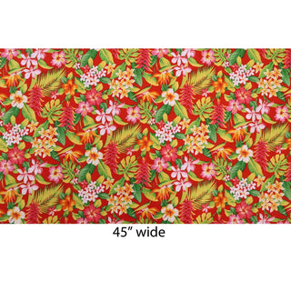 Small Paradise Flowers Hawaiian Fabric - Red C025R - Muumuu Outlet