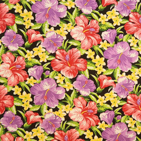 Purple and Red Hibiscus Paradise | Black - Muumuu Outlet