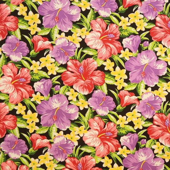 Purple and Red Hibiscus Paradise | Black - Muumuu Outlet