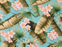 Plumeria Rayon Hawaiian Fabric - Turquoise R104T - Muumuu Outlet