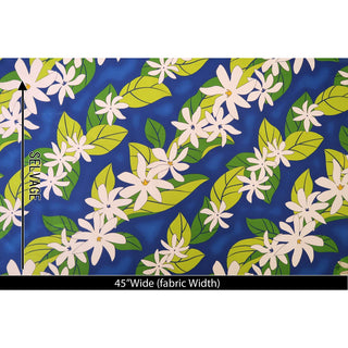 Tiare Floral Hawaiian Fabric | Blue PC099B - Muumuu Outlet