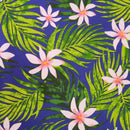 Pink Tiare with Palm Leaf | Royal Blue - Muumuu Outlet