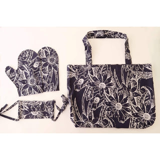 Indigo Floral Shopping Bag Set - Muumuu Outlet