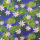 Pink Tiare with Palm Leaf | Royal Blue - Muumuu Outlet