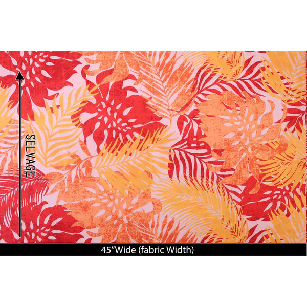 Palm Leaf and Monstera Layering Fabric-Orange PC096O - Muumuu Outlet