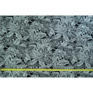 Modern Tropical Plumeria Flower Fabric | Black - Muumuu Outlet