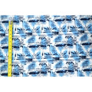 Palm Tree Border Abstract Print 100% Cotton Fabric -White/Blue C149B - Muumuu Outlet