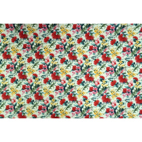 Red and Yellow Flowers -Cream C220C - Muumuu Outlet