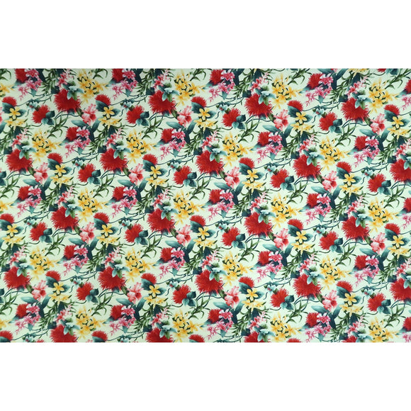 Red and Yellow Flowers -Cream C220C - Muumuu Outlet
