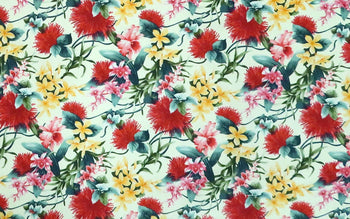 Red and Yellow Flowers -Cream C220C - Muumuu Outlet
