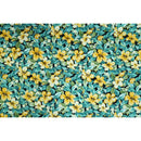Yellow Hibiscus Garden Fabric | Teal - Muumuu Outlet