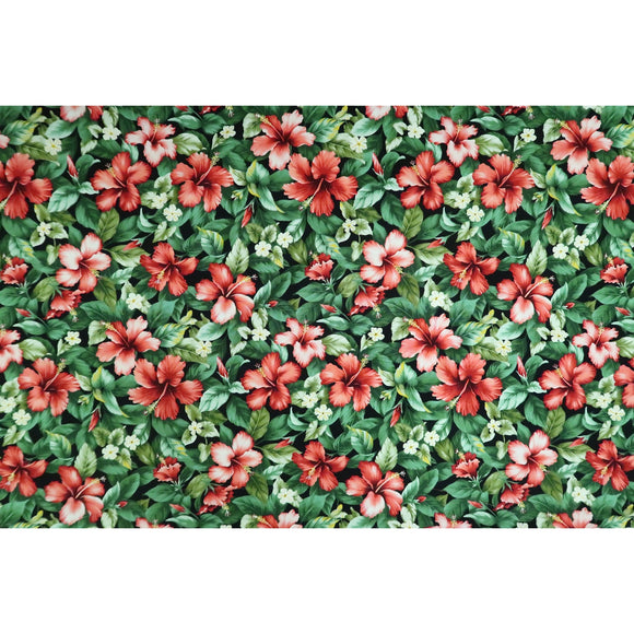 Red Hibiscus Garden -Black C217BK - Muumuu Outlet