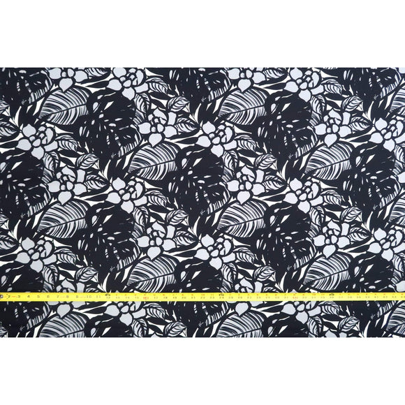 Modern Floral Cotton Fabric | Black & Grey - Muumuu Outlet
