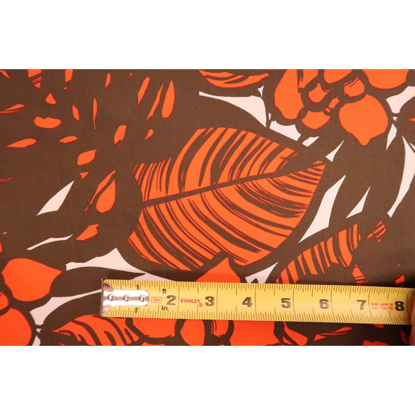 Modern Floral Fabric | Orange & Brown - Muumuu Outlet
