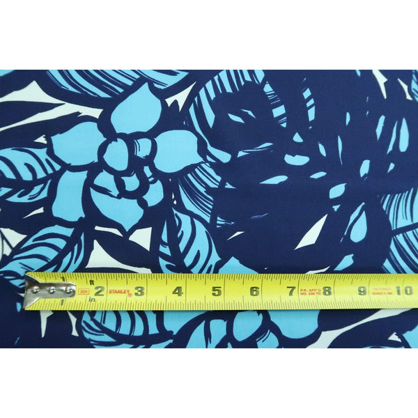 Modern Floral Fabric 100% Cotton | Blue & Black C122B - Muumuu Outlet