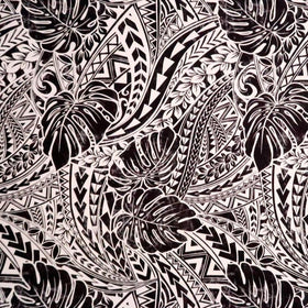 Monstera Polynesian Tribal Prints Fabric | Black - Muumuu Outlet