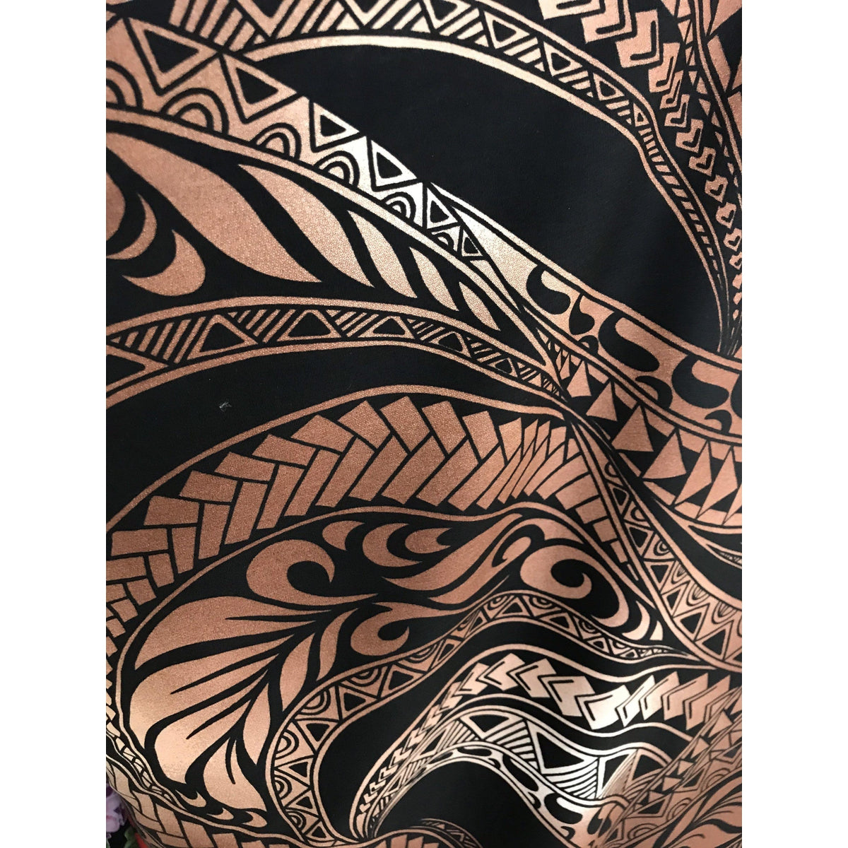 Ombre Polynesian Tribal Tapa Fabric | Brown/Grey/Navy - Muumuu Outlet