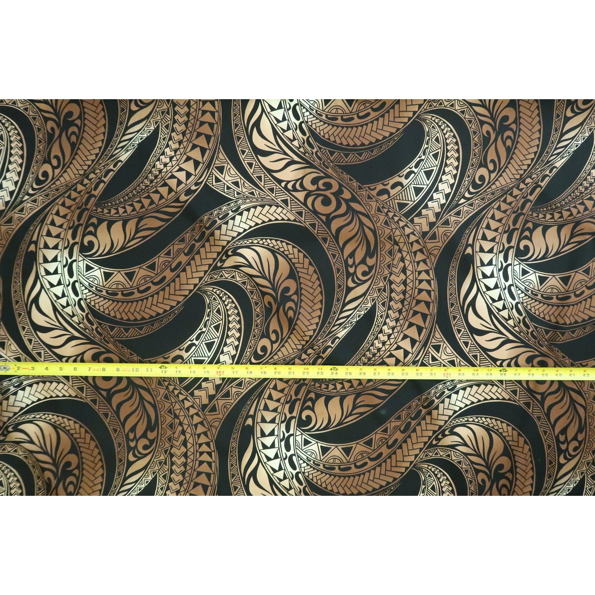 Ombre Polynesian Tribal Tapa Fabric | Brown/Grey/Navy - Muumuu Outlet