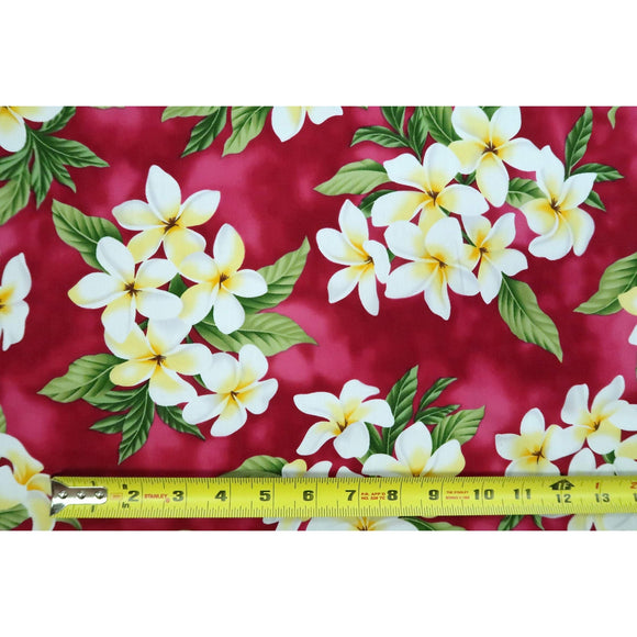 Plumeria Bouquet Hawaiian Fabric | Red - Muumuu Outlet