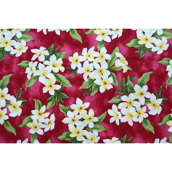 Plumeria Bouquet Hawaiian Fabric | Red - Muumuu Outlet