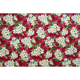 Plumeria Bouquet Hawaiian Fabric | Red - Muumuu Outlet