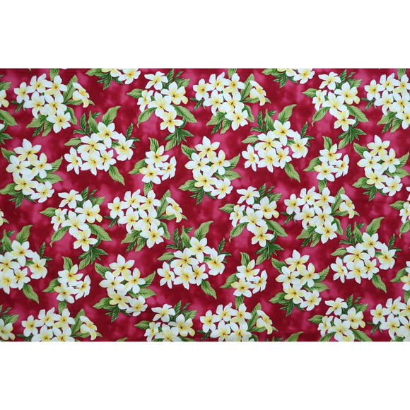 Plumeria Bouquet Hawaiian Fabric | Red - Muumuu Outlet
