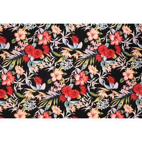 Ohia Lehua and Hibiscus Fabric | Black - Muumuu Outlet
