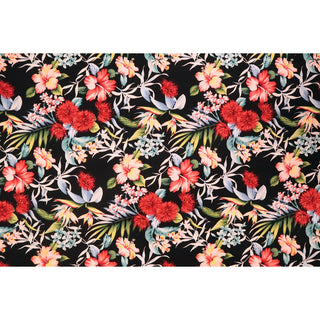 Ohia Lehua and Hibiscus Fabric | Black - Muumuu Outlet