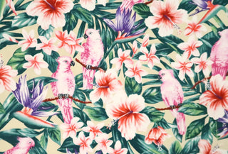 Paradise Bird Prints Fabric | Beige - Muumuu Outlet