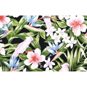 Tropical Birds Print Fabric | Black - Muumuu Outlet