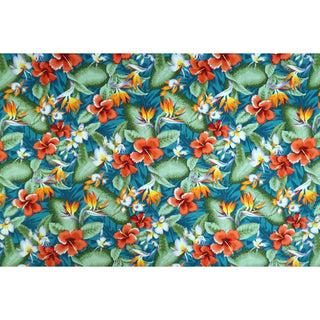 Hibiscus & Birds of Paradise Hawaiian Prints |Teal Green - Muumuu Outlet