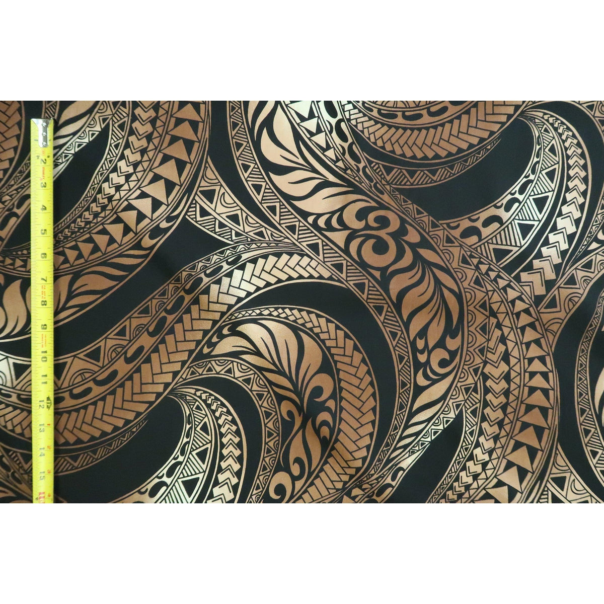 Ombre Polynesian Tribal Tapa Fabric | Brown/Grey/Navy - Muumuu Outlet