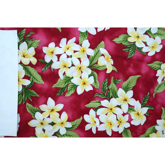 Plumeria Bouquet Hawaiian Fabric | Red - Muumuu Outlet