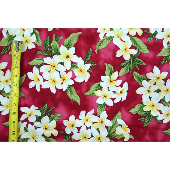 Plumeria Bouquet Hawaiian Fabric | Red - Muumuu Outlet