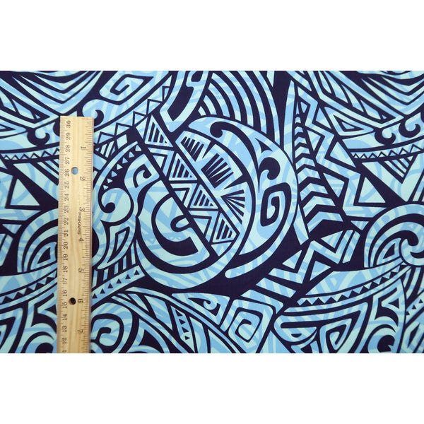 Polynesian Tribal Tapa Print | Blue, Brown - Muumuu Outlet