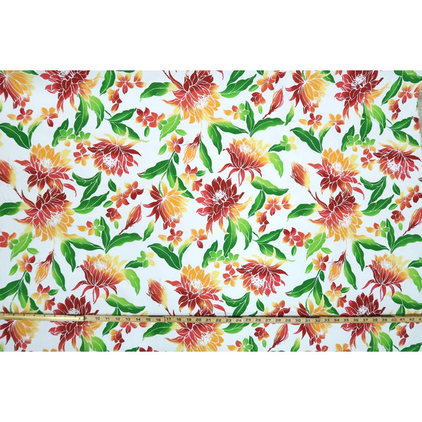Rainbow Flowers White Fabric - Muumuu Outlet