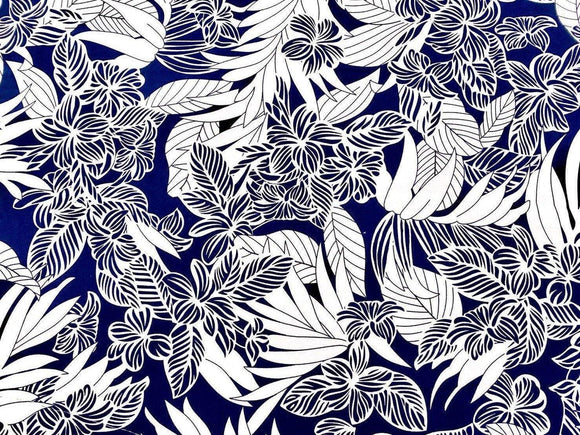 Navy Plumeria Fabric